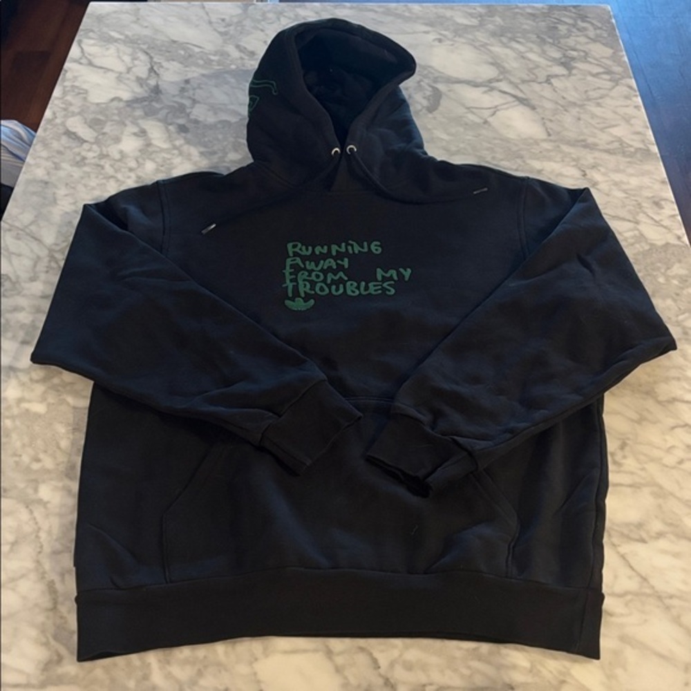 adidas Originals Black Hoodie with Green Text